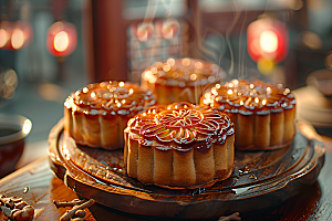 中秋月饼美食莲蓉月饼摄影图