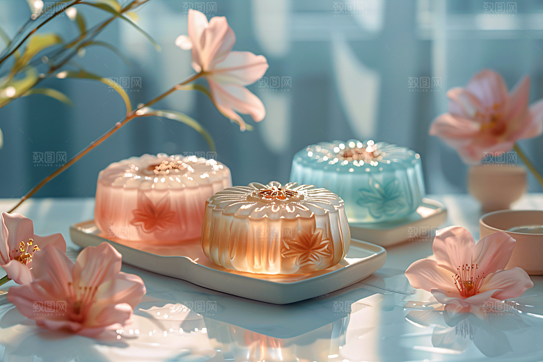 中秋月饼传统节日传统美食摄影图
