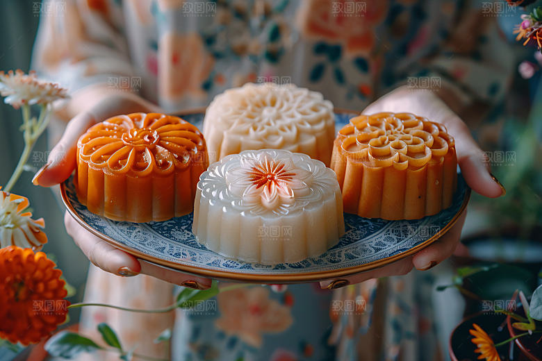 中秋月饼美味莲蓉月饼摄影图
