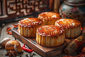中秋月饼美食高清摄影图