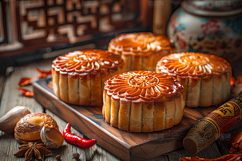 中秋月饼美食高清摄影图