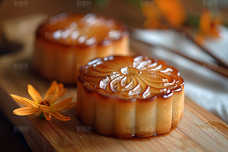 中秋月饼美食糕点摄影图