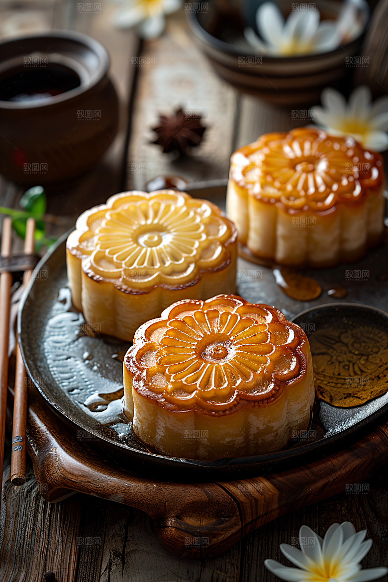 中秋月饼传统美食美食摄影图