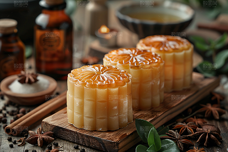中秋月饼莲蓉月饼美食摄影图