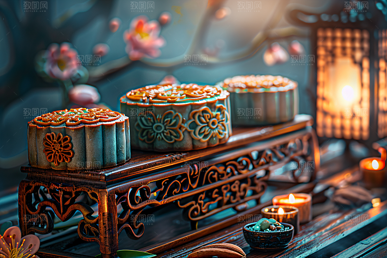 中秋月饼高清中秋节摄影图