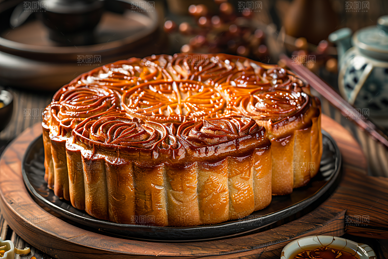 中秋月饼中秋节美食摄影图