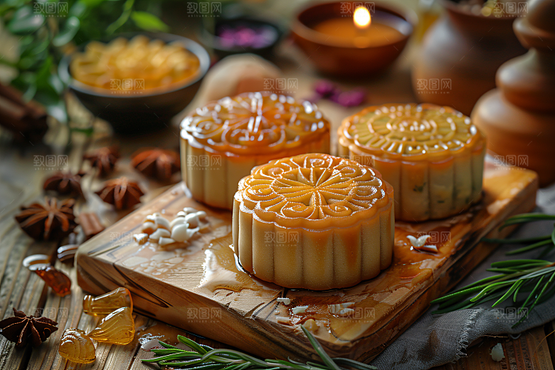 中秋月饼中秋节文化摄影图