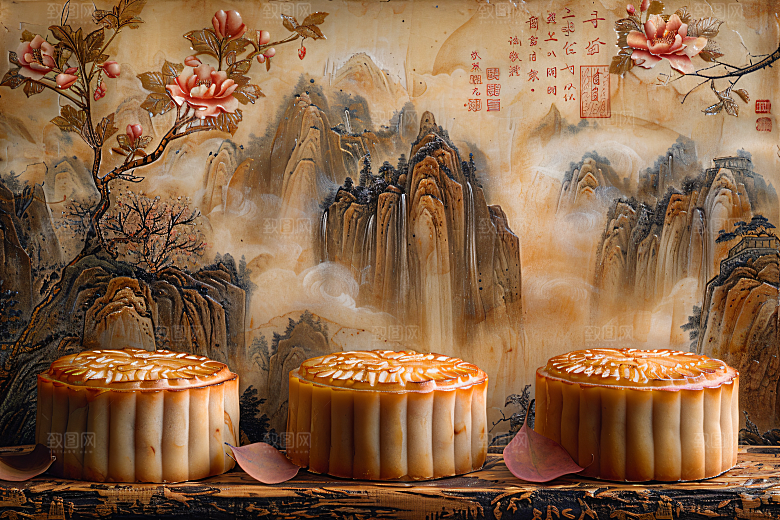 中秋月饼糕点美食摄影图