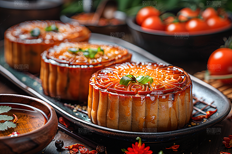 中秋月饼美味传统节日摄影图