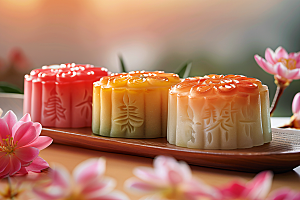 中秋月饼甜点习俗摄影图