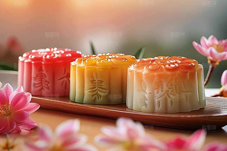 中秋月饼甜点习俗摄影图