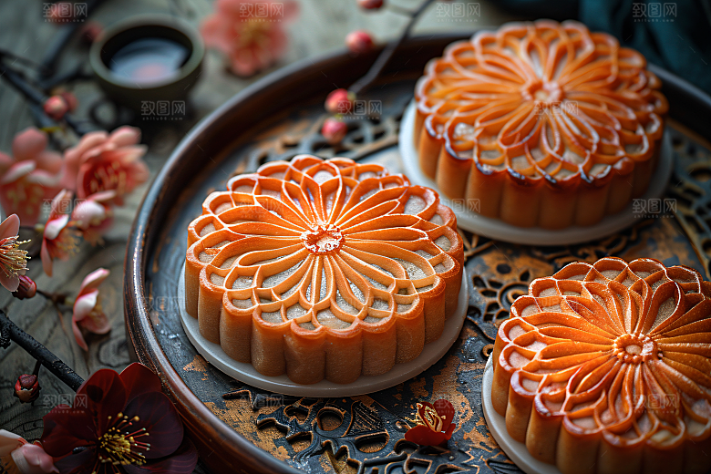 中秋月饼习俗广式月饼摄影图