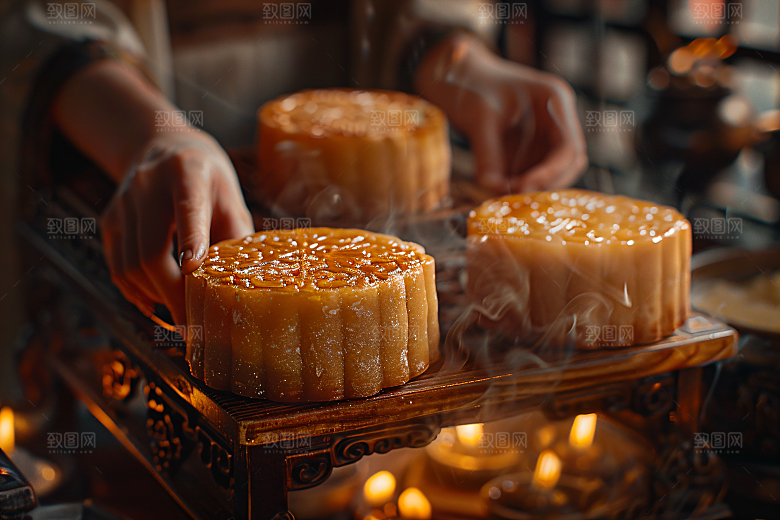 中秋月饼甜点传统节日摄影图