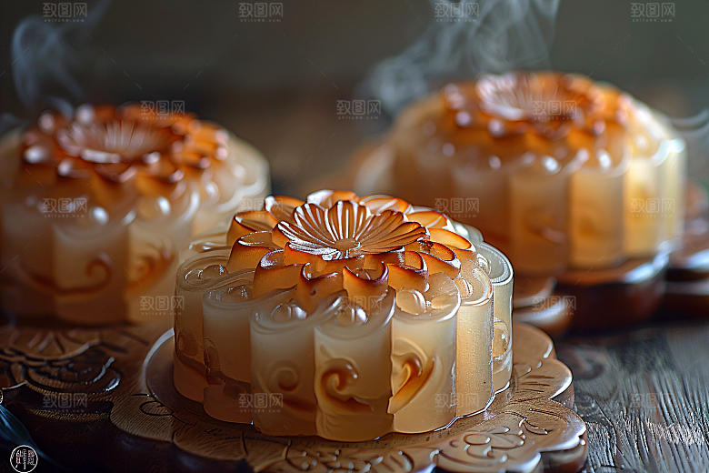 中秋月饼糕点传统美食摄影图