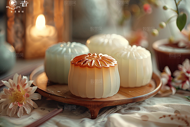 中秋月饼糕点高清摄影图