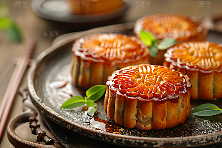 中秋月饼文化美食摄影图