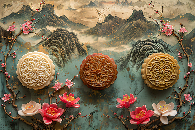 中秋月饼传统节日文化摄影图
