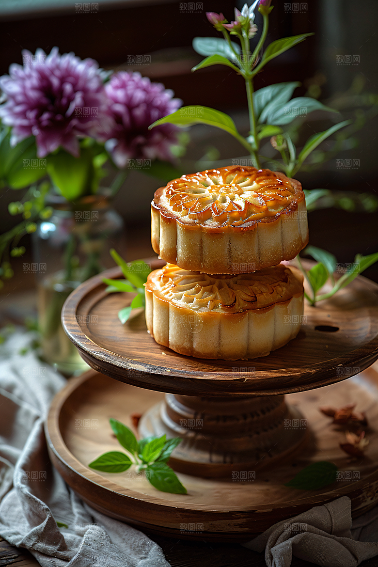 中秋月饼文化传统节日摄影图