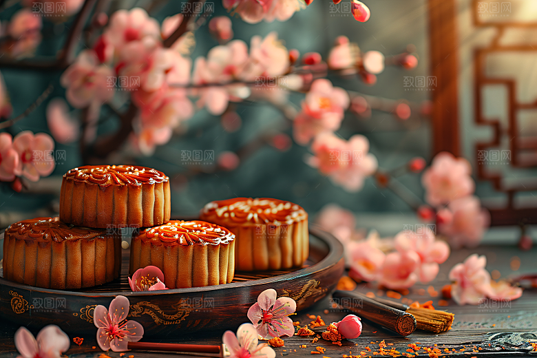 中秋月饼糕点文化摄影图