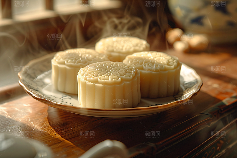 中秋月饼传统美食广式月饼摄影图