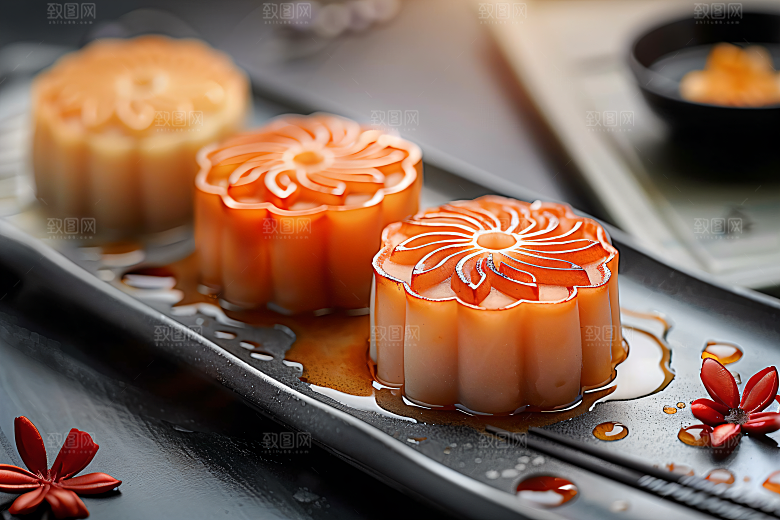中秋月饼美食中秋节摄影图