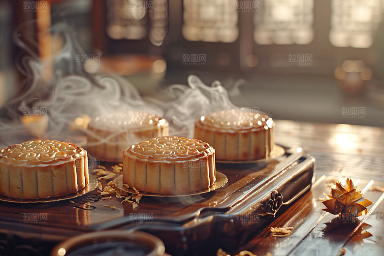 中秋月饼高清莲蓉月饼摄影图