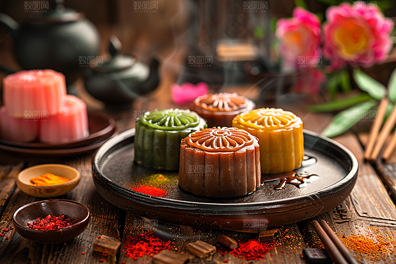 中秋月饼传统节日广式月饼摄影图