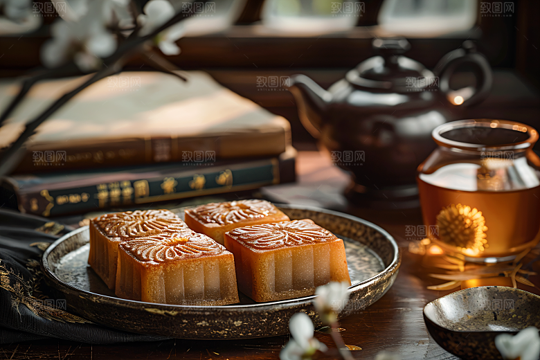 中秋月饼中秋节文化摄影图