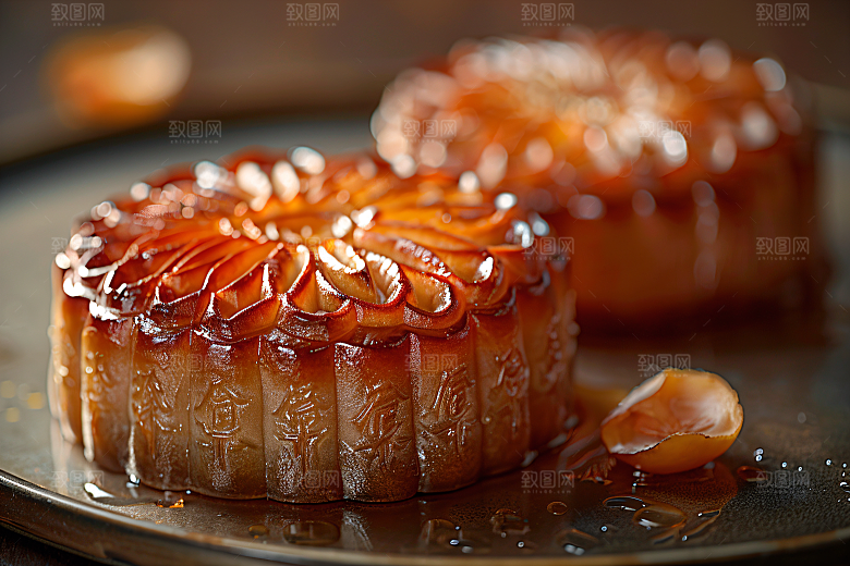 中秋月饼糕点传统美食摄影图