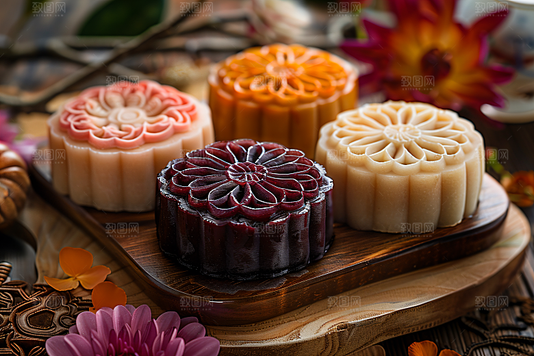 中秋月饼中秋节习俗摄影图
