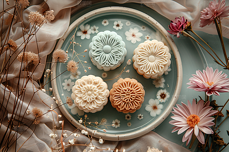 中秋月饼中秋节传统节日摄影图