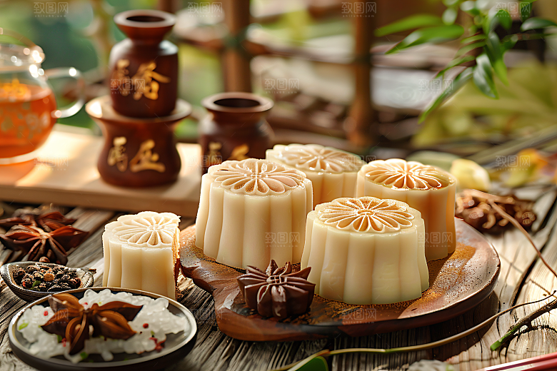 中秋月饼莲蓉月饼美味摄影图