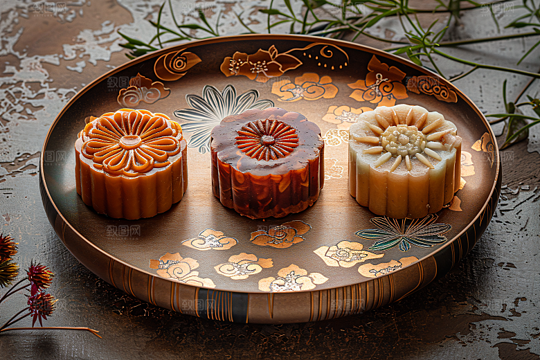 中秋月饼美味传统节日摄影图