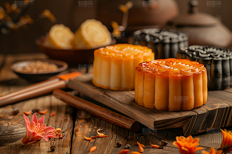 中秋月饼高清糕点摄影图