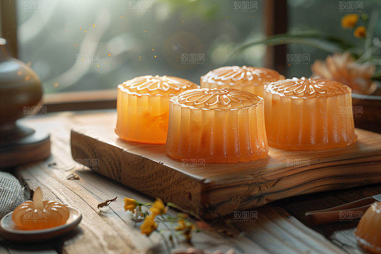 中秋月饼糕点传统节日摄影图