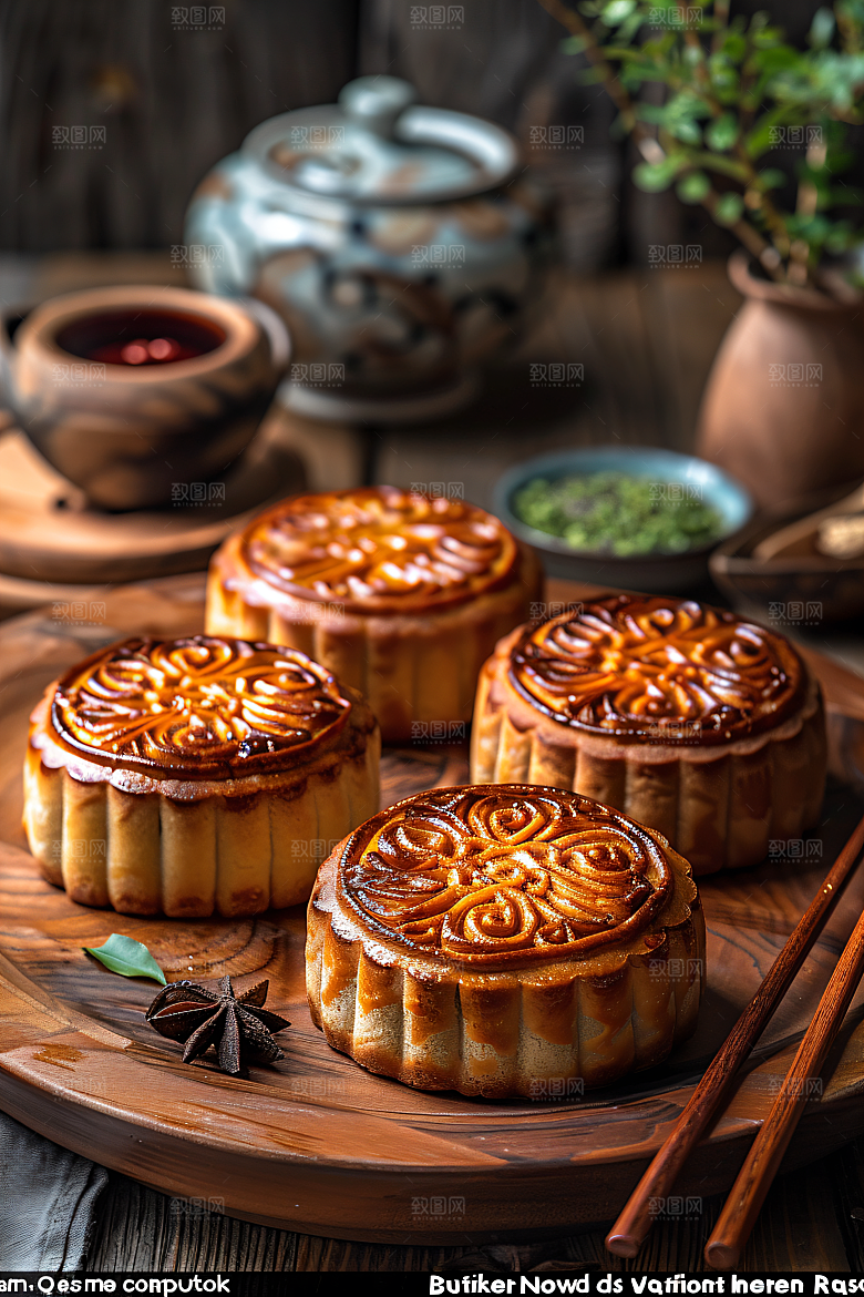 中秋月饼传统节日高清摄影图