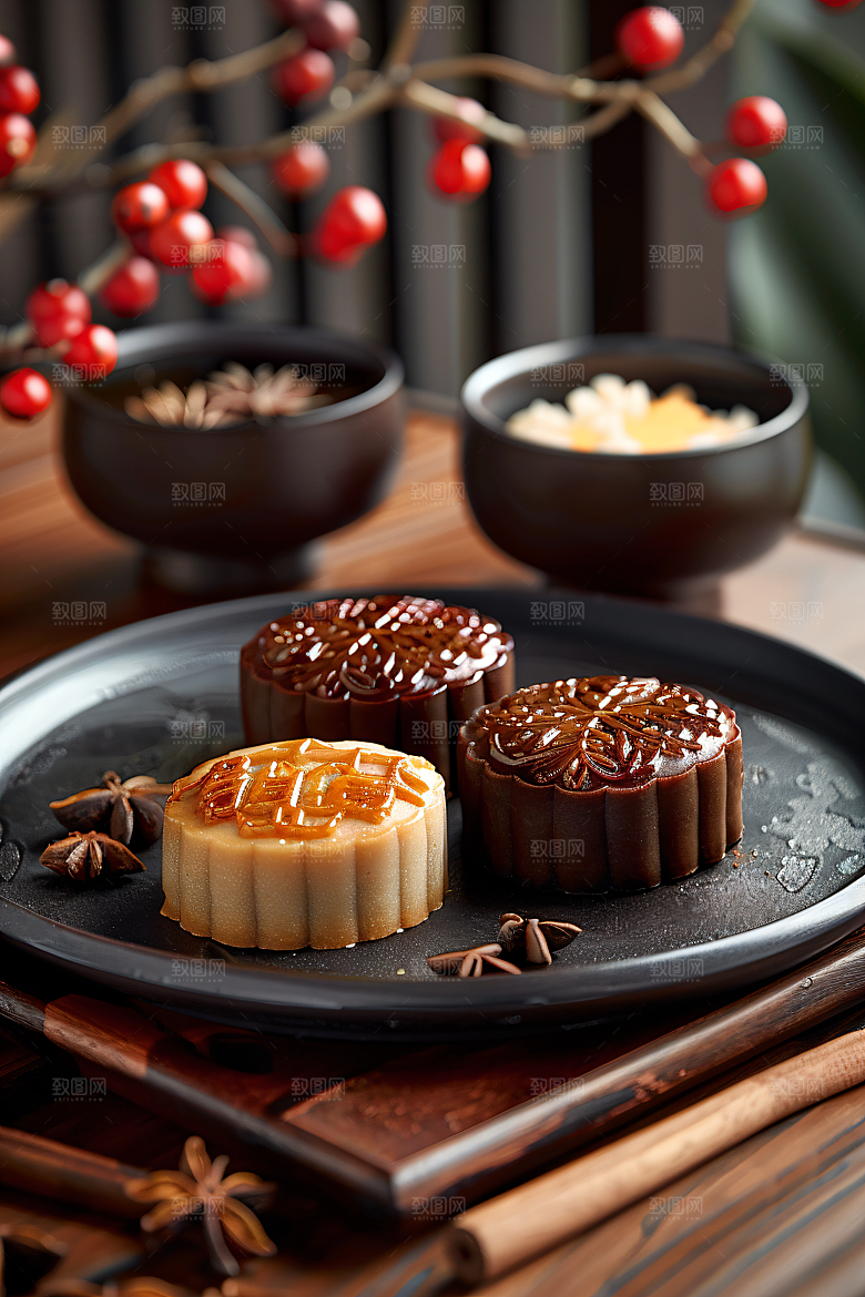 中秋月饼莲蓉月饼甜点摄影图
