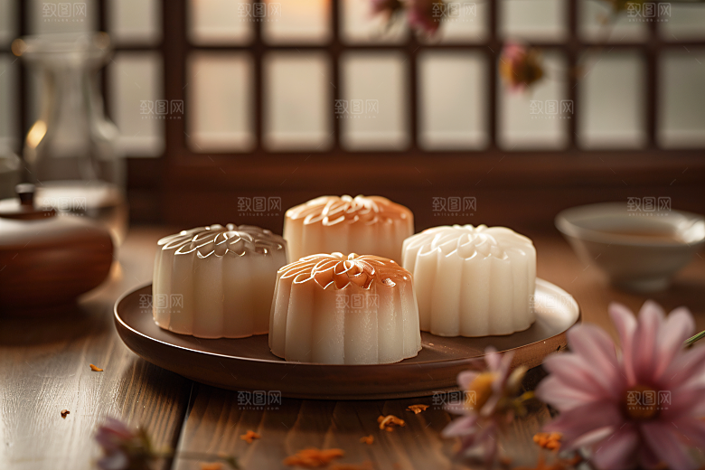 中秋月饼美食糕点摄影图