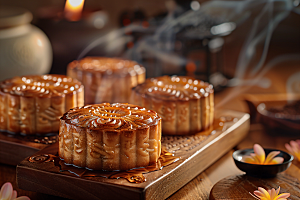 中秋月饼甜点传统美食摄影图
