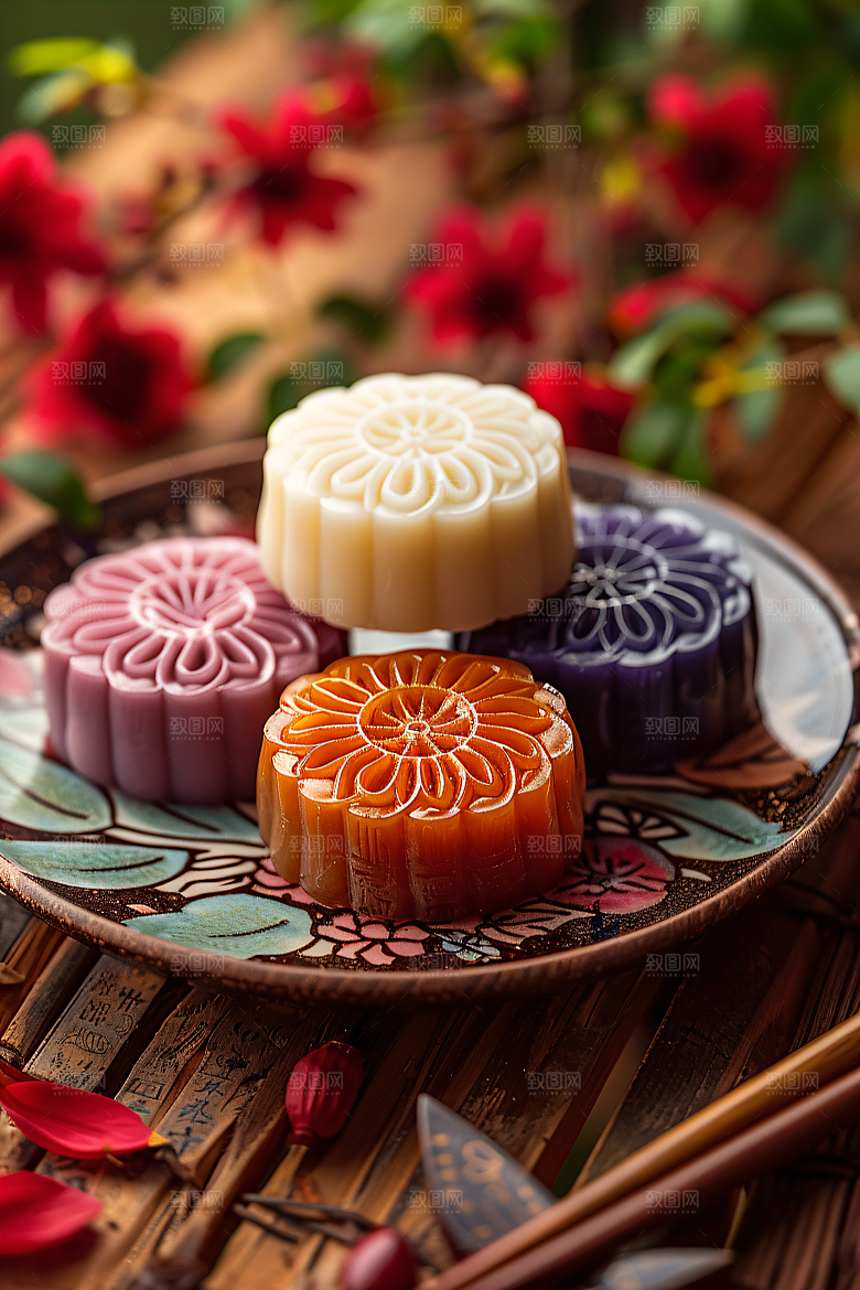 中秋月饼传统美食莲蓉月饼摄影图