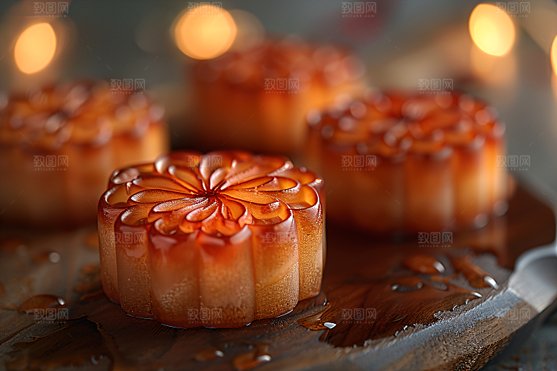 中秋月饼传统美食习俗摄影图