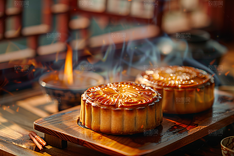 中秋月饼美味糕点摄影图
