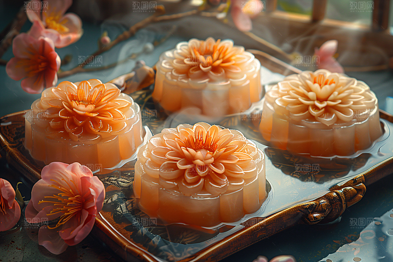 中秋月饼高清莲蓉月饼摄影图