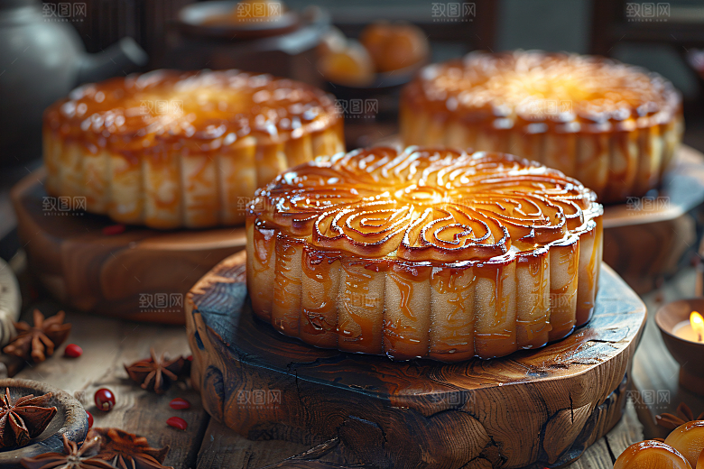 中秋月饼广式月饼习俗摄影图