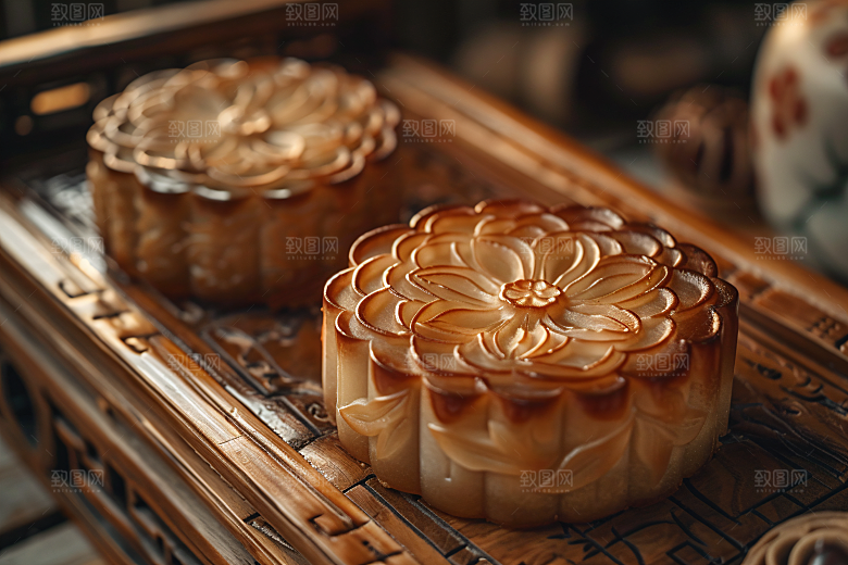 中秋月饼糕点甜点摄影图