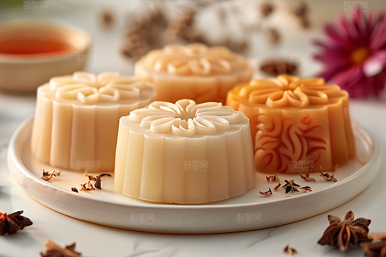中秋月饼美味莲蓉月饼摄影图