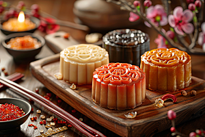 中秋月饼习俗中秋节摄影图