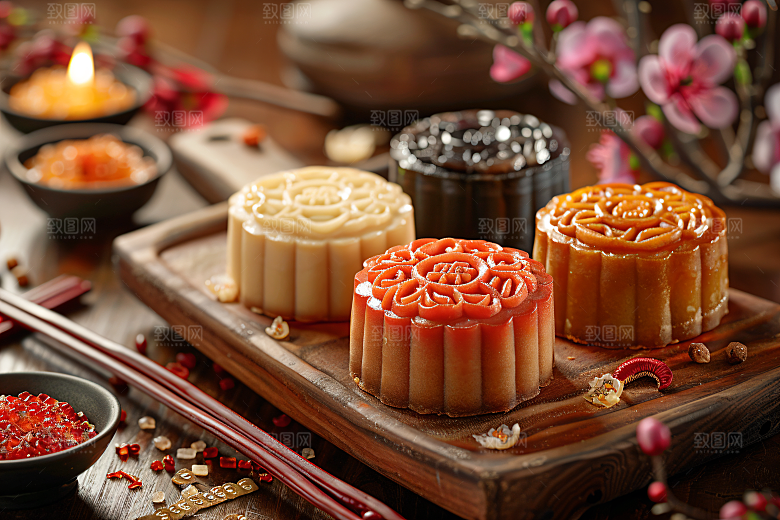 中秋月饼习俗中秋节摄影图