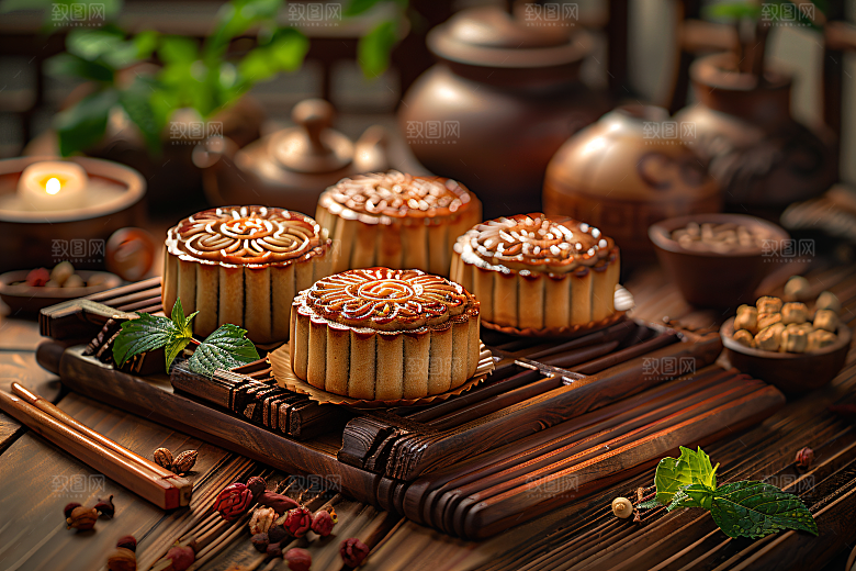 中秋月饼高清莲蓉月饼摄影图