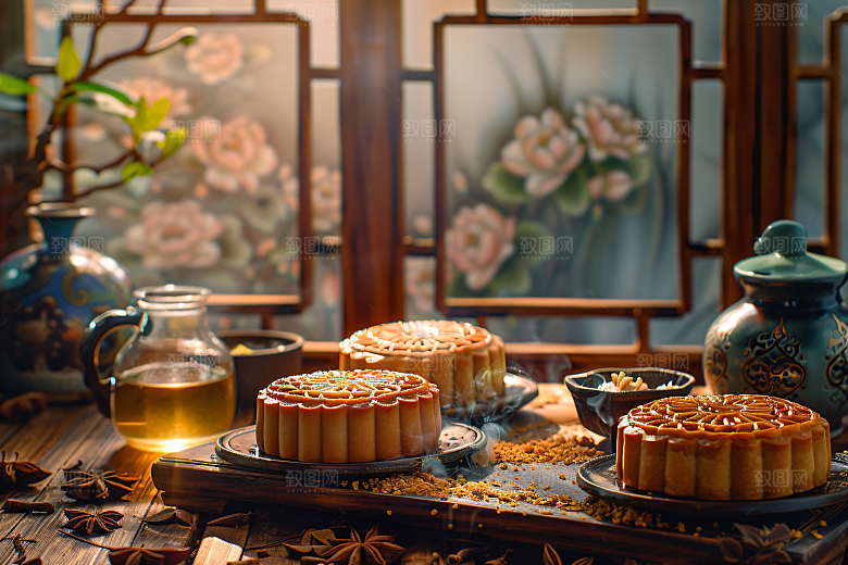 中秋月饼文化甜点摄影图